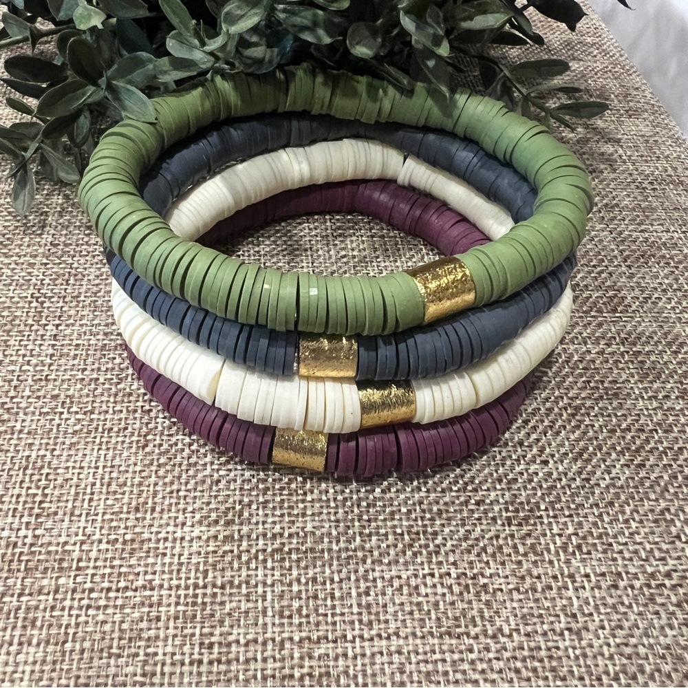 Set of Four Heishi Bracelets, NEW